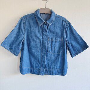 Blue Denim Button Up Boxy Shirt